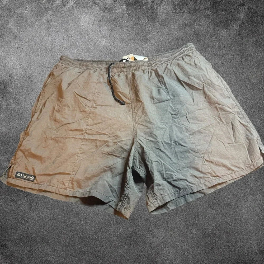 Columbia Mens Swim Trunks Large L Nylon Mesh‎ Lined Gray Outdoor Fishing Shorts